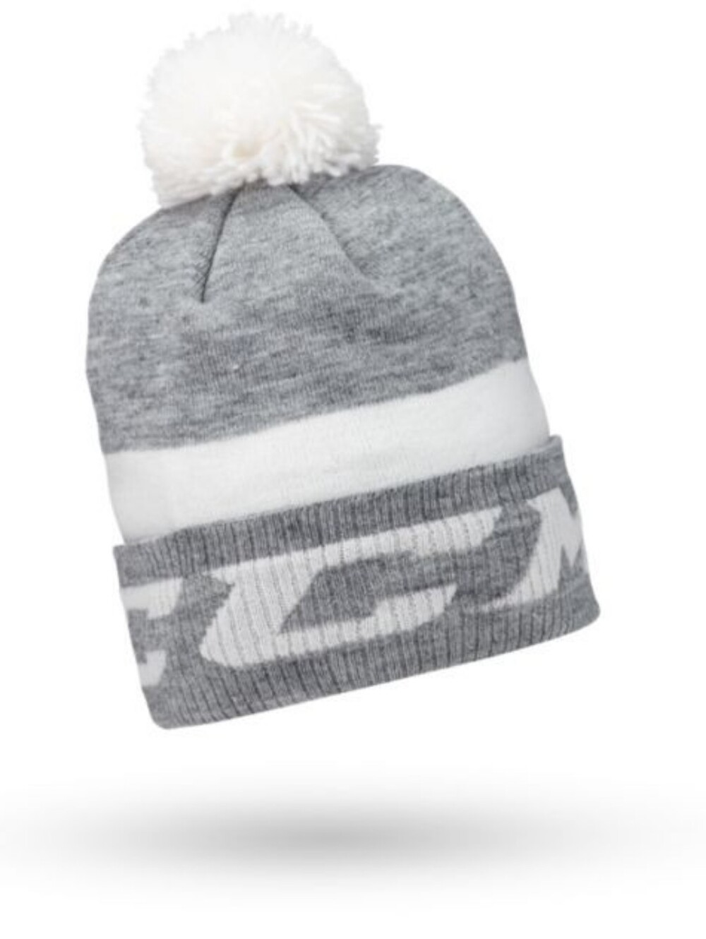 NWT CCM Men's Gray And White Fleece Lined Hat/Toque With Pompom